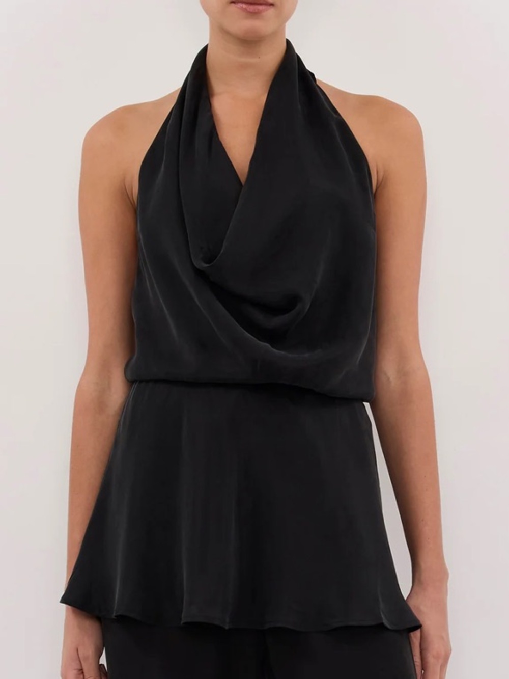 DISSH Adele Black Cupro Cowl Neck Top